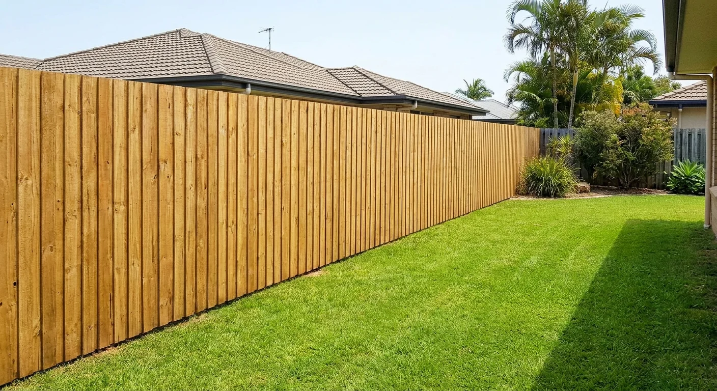 New treated pine fence installation on a Gold Coast residential property